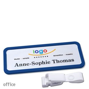Namensschilder office quick-print Hängerclip 75 x 27 mm  | dunkelblau  | Hängerclip metallfrei 