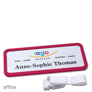 Namensschilder office quick-print Hängerclip 75 x 27 mm  | lila  | Hängerclip metallfrei 