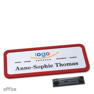 Namensschilder office quick-print Nadel 75 x 27 mm  | rot 