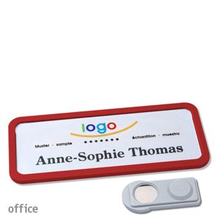 Namensschilder office quick-print Magnet 75 x 27 mm  | rot  | smag® Magnet 