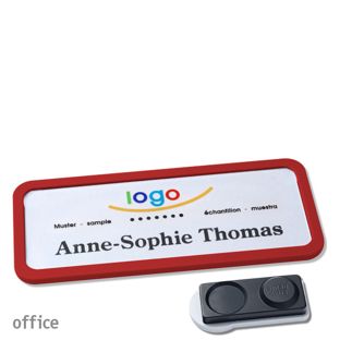 Namensschilder office quick-print Magnet 75 x 27 mm  | rot  | smag® Magnet, extra stark 