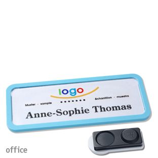 Namensschilder office quick-print Magnet 75 x 27 mm  | pastellblau  | smag® Magnet, extra stark 