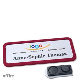 Namensschilder office quick-print Magnet 75 x 27 mm  | bordeauxviolett  | smag® Magnet, extra stark 