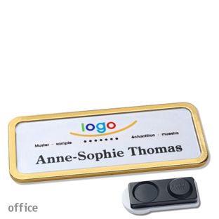 Namensschilder office quick-print Magnet 75 x 27 mm  | gold  | smag® Magnet, extra stark 
