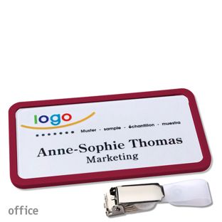 Namensschilder office quick-print Hängerclip 75 x 37 mm  | bordeauxviolett  | Hängerclip 