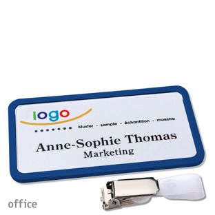 Namensschilder office quick-print Hängerclip 75 x 37 mm  | dunkelblau  | Hängerclip 