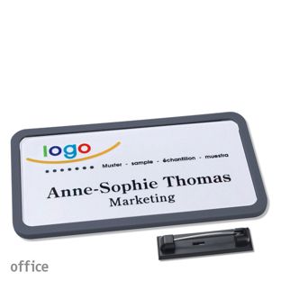 Namensschilder office quick-print Nadel 75 x 37 mm  | anthrazit 