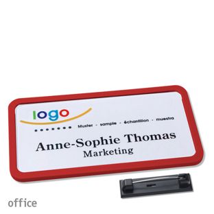 Namensschilder office quick-print Nadel 75 x 37 mm  | rot 