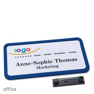 Namensschilder office quick-print Nadel 75 x 37 mm  | dunkelblau 