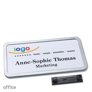 Namensschilder office quick-print Nadel 75 x 37 mm  | edelstahl 