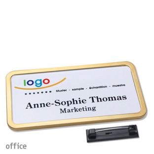 Namensschilder office quick-print Nadel 75 x 37 mm  | gold 