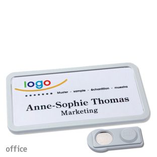 Namensschilder office quick-print Magnet 75 x 37 mm  | hellgrau  | smag® Magnet 