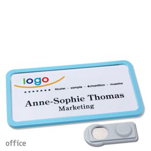 Namensschilder office quick-print Magnet 75 x 37 mm  | pastellblau  | smag® Magnet 