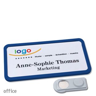Namensschilder office quick-print Magnet 75 x 37 mm  | dunkelblau  | smag® Magnet 