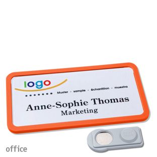 Namensschilder office quick-print Magnet 75 x 37 mm  | orange  | smag® Magnet 