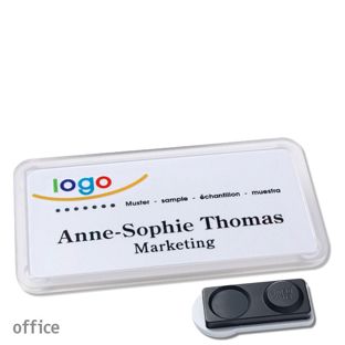 Namensschilder office quick-print Magnet 75 x 37 mm  | transparent  | smag® Magnet, extra stark 