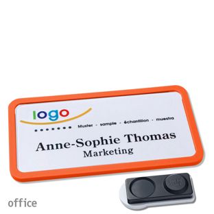 Namensschilder office quick-print Magnet 75 x 37 mm  | orange  | smag® Magnet, extra stark 
