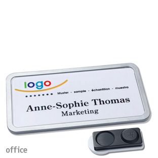 Namensschilder office quick-print Magnet 75 x 37 mm  | edelstahl  | smag® Magnet, extra stark 