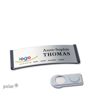 Namensschilder polar® alu-complete magnet 64 x 22 mm  | anthrazit  | silber  | smag® Magnet 