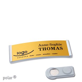 Namensschilder polar® alu-complete magnet 64 x 22 mm  | edelstahl  | gold  | smag® Magnet 