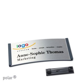 Namensschilder polar® alu-complete Nadel 65 x 30 mm  | anthrazit  | silber 