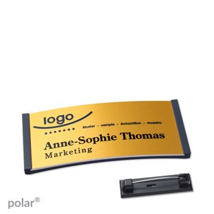 Namensschilder polar® alu-complete Nadel 65 x 30 mm  | anthrazit  | gold 