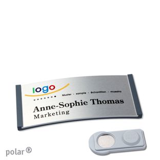 Namensschilder polar® alu-complete magnet 65 x 30 mm  | anthrazit  | silber  | smag® Magnet 