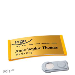Namensschilder polar® alu-complete magnet 65 x 30 mm  | gelb  | gold  | smag® Magnet 