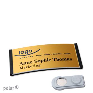 Namensschilder polar® alu-complete magnet 65 x 30 mm  | schwarz  | gold  | smag® Magnet 