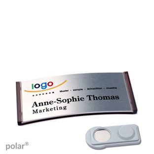 Namensschilder polar® alu-complete magnet 65 x 30 mm  | transluzent|anthrazit  | silber  | smag® Magnet 