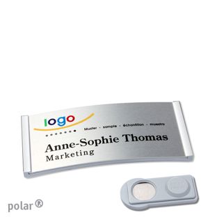 Namensschilder polar® alu-complete magnet 65 x 30 mm  | edelstahl  | silber  | smag® Magnet 