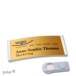 Namensschilder polar® alu-complete magnet 65 x 30 mm  | edelstahl  | gold  | smag® Magnet 