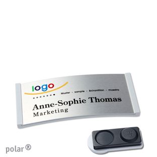 Namensschilder polar® alu-complete magnet 65 x 30 mm  | hellgrau  | silber  | smag® Magnet, extra stark 