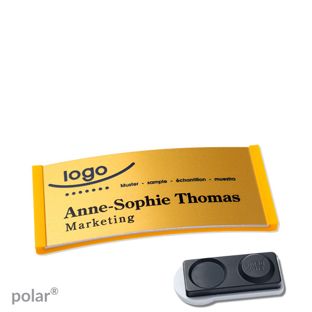 Namensschilder polar® alu-complete magnet 65 x 30 mm  | gelb  | gold  | smag® Magnet, extra stark 