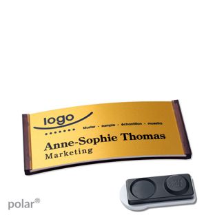 Namensschilder polar® alu-complete magnet 65 x 30 mm  | transluzent|anthrazit  | gold  | smag® Magnet, extra stark 