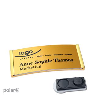 Namensschilder polar® alu-complete magnet 65 x 30 mm  | gold  | gold  | smag® Magnet, extra stark 