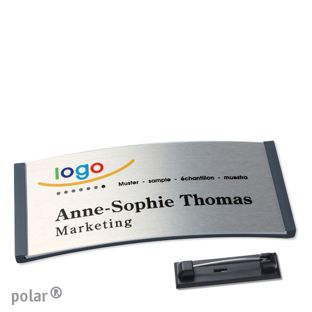 Namensschilder polar® alu-complete Nadel 74 x 34 mm  | anthrazit  | silber 