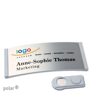 Namensschilder polar® alu-complete magnet 74 x 34 mm  | hellgrau  | silber  | smag® Magnet 