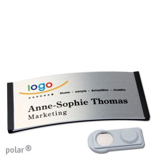 Namensschilder polar® alu-complete magnet 74 x 34 mm  | schwarz  | silber  | smag® Magnet 