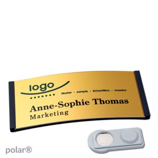 Namensschilder polar® alu-complete magnet 74 x 34 mm  | schwarz  | gold  | smag® Magnet 