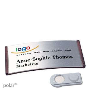 Namensschilder polar® alu-complete magnet 74 x 34 mm  | transluzent|anthrazit  | silber  | smag® Magnet 