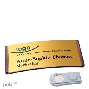 Namensschilder polar® alu-complete magnet 74 x 34 mm  | transluzent|anthrazit  | gold  | smag® Magnet 