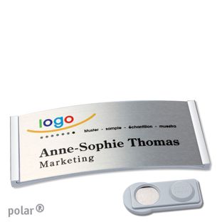 Namensschilder polar® alu-complete magnet 74 x 34 mm  | edelstahl  | silber  | smag® Magnet 