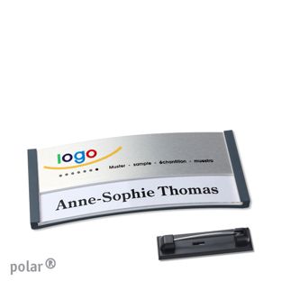 Namensschilder polar® alu-print Nadel 65 x 30 mm  | anthrazit  | silber 
