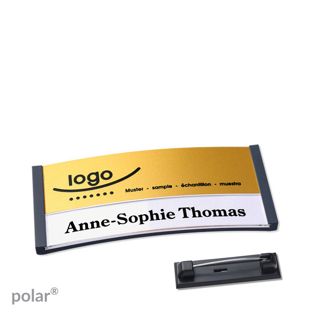 Namensschilder polar® alu-print Nadel 65 x 30 mm  | anthrazit  | gold 