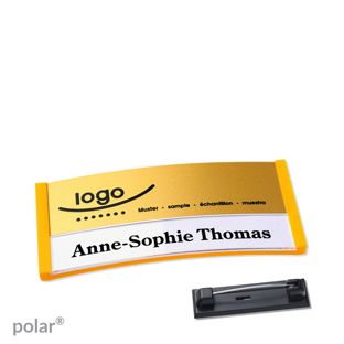 Namensschilder polar® alu-print Nadel 65 x 30 mm  | gelb  | gold 