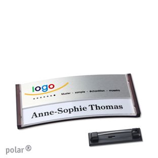 Namensschilder polar® alu-print Nadel 65 x 30 mm  | transluzent|anthrazit  | silber 