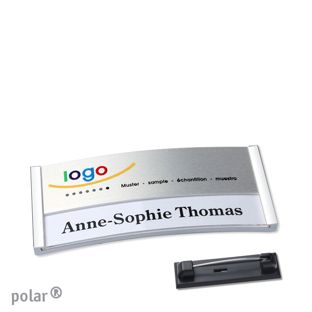 Namensschilder polar® alu-print Nadel 65 x 30 mm  | chrom  | silber 