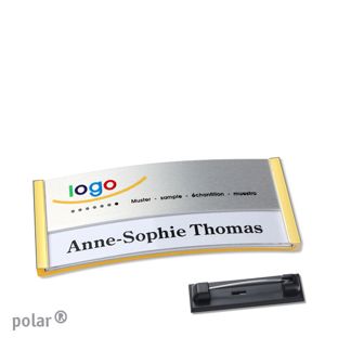 Namensschilder polar® alu-print Nadel 65 x 30 mm  | gold  | silber 