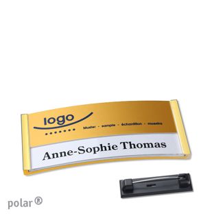 Namensschilder polar® alu-print Nadel 65 x 30 mm  | gold  | gold 